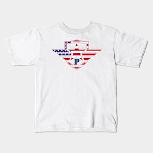 Letter P American Flag Monogram Initial Kids T-Shirt